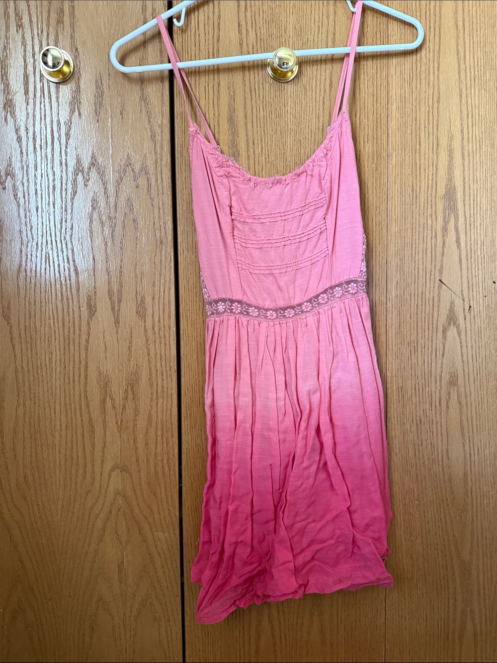 Hollister Pink Ombre Lace-Trim Mini Dress